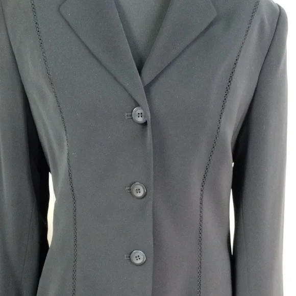 Kasper Black Blazer Suit Jacket & Skirt Set. Size 4P Black - No Fading - Picture 6 of 13